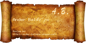 Ander Balázs névjegykártya