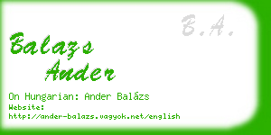 balazs ander business card
